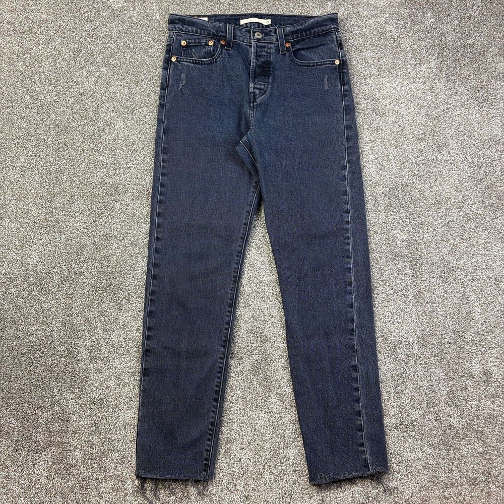 Levis Premium Wedgie Jeans Women's 26 Dark Wash Big E Straight Denim High Rise
